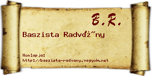 Baszista Radvány névjegykártya